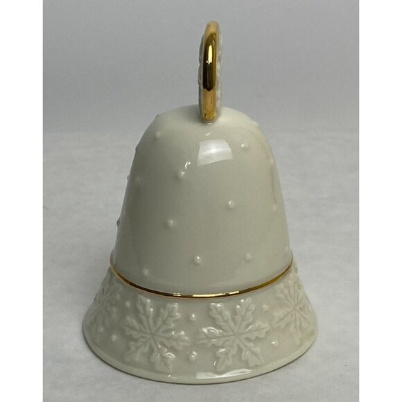 Vintage Lenox Snowflake Bell 3.5" Gold Accents Cream Porcelain Holiday Decor - Picture 5 of 9